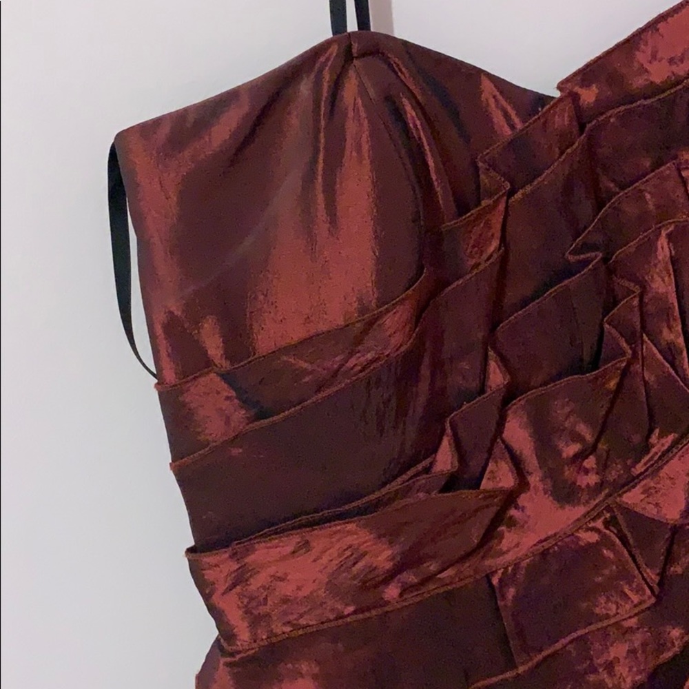 Bcbg Generation Wine Red Strapless Ruffle Dress - image 3